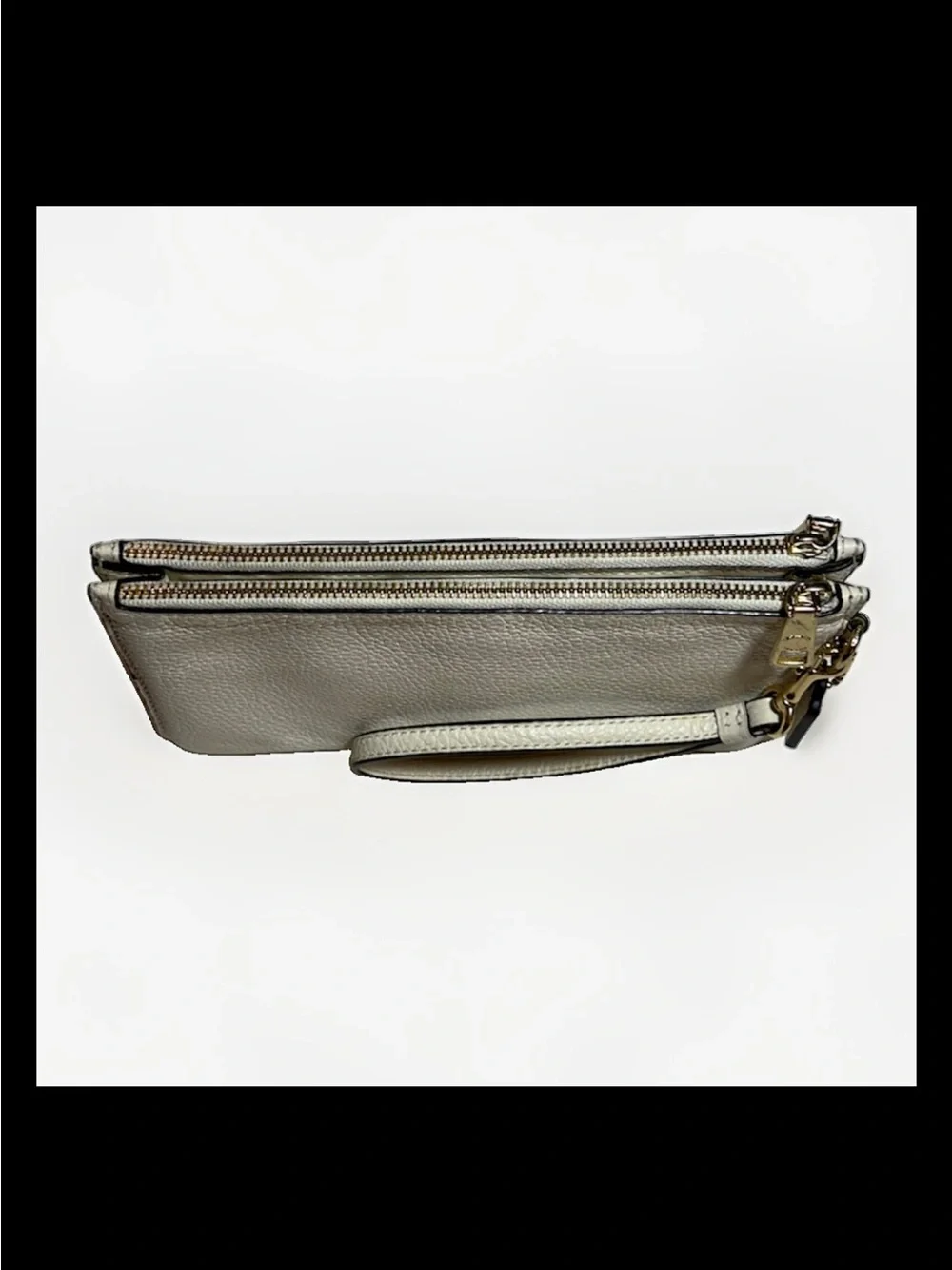 Coach Crosby Clutch with Bow, Chalk Pebbled Leather, Brass Zippers, 2015